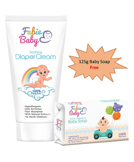  Fabie Baby Soothing Diaper Cream(100 ml) With Baby Soap - 125 gm