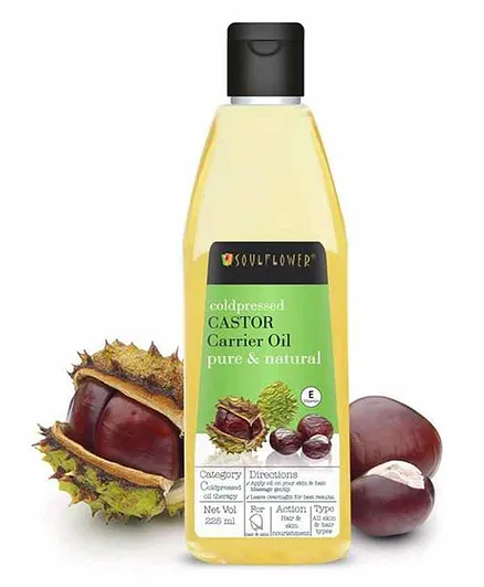 Soulflower Coldpressed Castor Oil For Thick Hair, Eyebrows, Lashes, Skin Nourishment, 100% Natural & Organic - 225ml