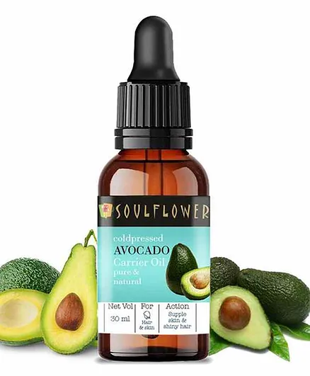 Soulflower Coldpressed Avocado Carrier Oil, For Hair Growth, Skin  Moisturiser, Face Massage, Pure & Non-Sticky - 30 ml Online in India, Buy  at Best Price from  - 9217847
