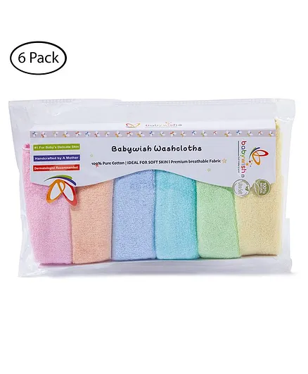 Babywish Washcloths For Newborn Pack Of 6 - Multicolor