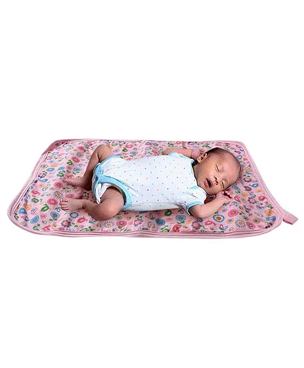 babywish Waterproof 2 in 1 Bed Mattress Protector Drysheet Floral Medium - Pink