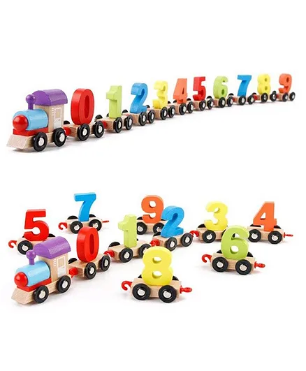 Wishkey Wooden Digital Colourful Train With 0 to 9 Numbers Multicolor - 11 Pieces