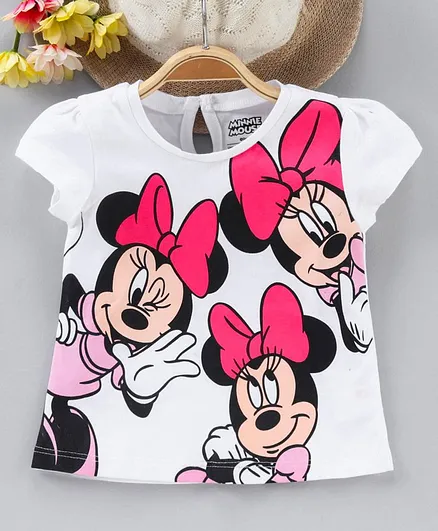 Babyhug Short Sleeves Tee Minnie Mouse Print - White