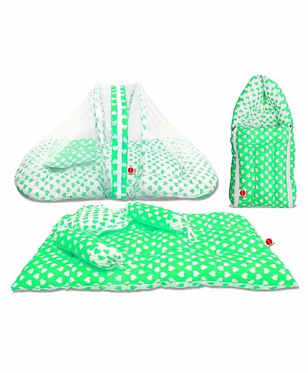 VParents Rosy Baby 4 Piece Bedding Set with Pillow and Bolsters Sleeping Bag and Bedding Set Combo - Green