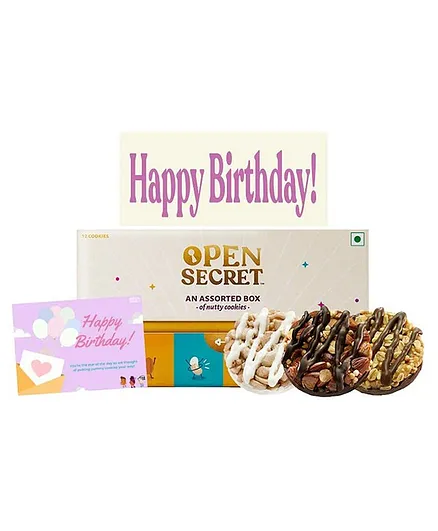 Open Secret Chocolate and Dry Fruit Cookies Birthday Gift Box - 12 Pieces 