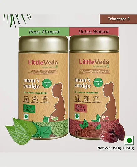 LittleVeda Paan Almond & Date Walnut Pregnancy Cookies Trimester 3 Pack of 2 - 150 gm Each