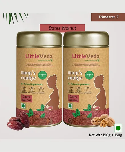 LittleVeda Dates & Walnut Pregnancy Cookies Trimester 3 Pack of 2 - 150 gm Each