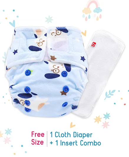 Babyhug Reusable Cloth Diaper With SmartDry Abstract Print  - Blue