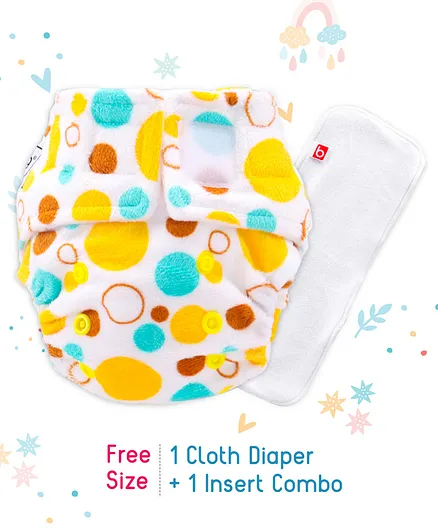 Babyhug Reusable Cloth Diaper With SmartDry Abstract Print  - White