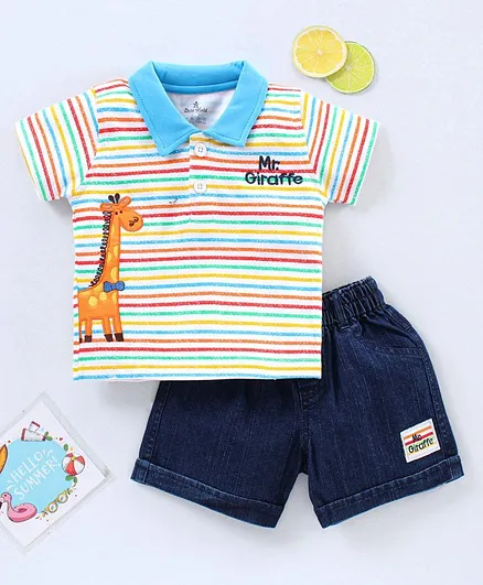 Child World Half Sleeves Tshirt and Bottomwear - Multicolor