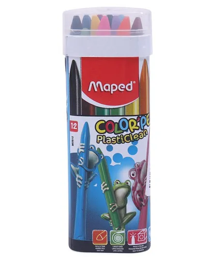 Maped Color Peps Plastic Crayon Set of 12 Shades - Multicolor