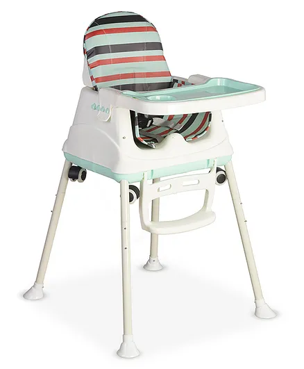 Luv Lap High Chair Cum Booster Seat with Wheels - Blue
