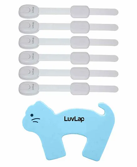 LuvLap Safety Lock and Door Stopper Pack of 7 - White 