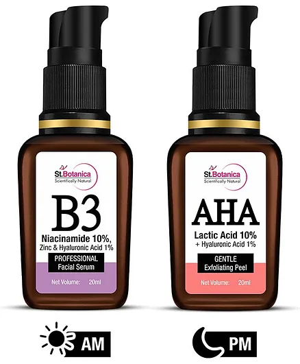 StBotanica B3 Professional Facial Serum & AHA Gentle Exfoliating Peel - 20 ml Each