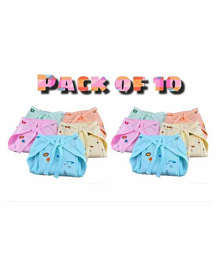 The Little Lookers Reusable Cloth Diaper Pack Of 10 - Multicolor