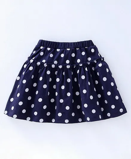 Pine Kids Polka Dot Skirt with Inner Shorts and Biowash - Navy Blue