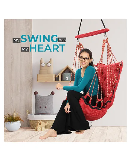 Faburaa Medio Cotton Hanging Swing Chair for Playing - Red