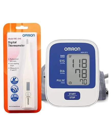 Omron Automatic Upper Arm Blood Pressure Monitor and Digital Thermometer Combo - 