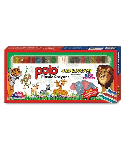 Polo Plastic Wild Kingdom Crayons - 15 Pieces  