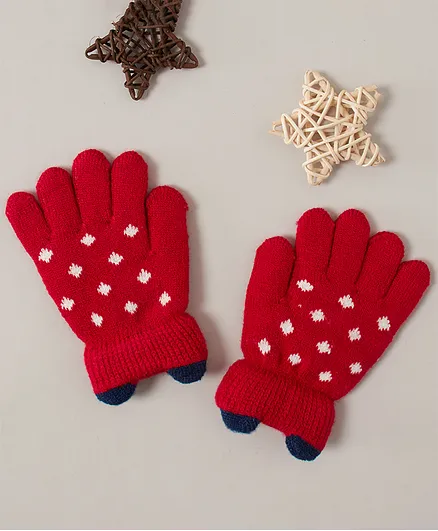 Babyhug Woollen Gloves - Red