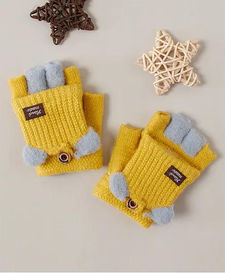 Babyhug Woollen Gloves Self Design - Yellow