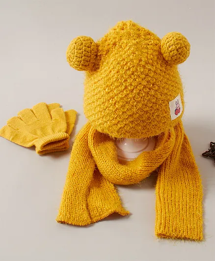 Babyhug Woollen Cap & Sets Yellow L Unisex