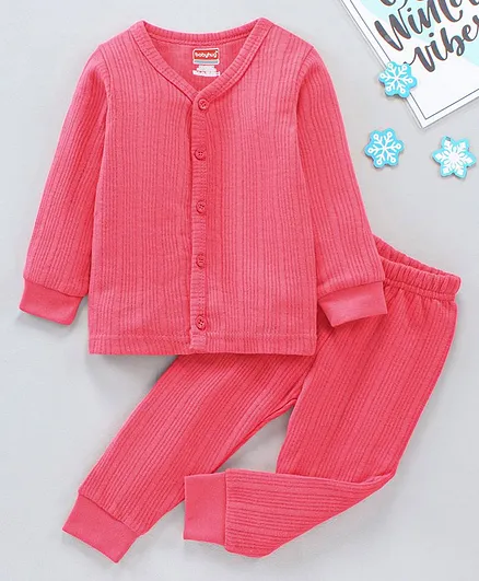Babyhug Full Sleeves Thermal Inner Wear Set - Pink