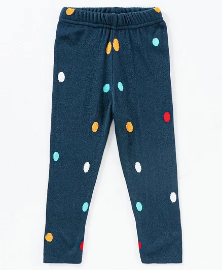 Babyhug Full Length Lounge Pant Dots Print - Blue