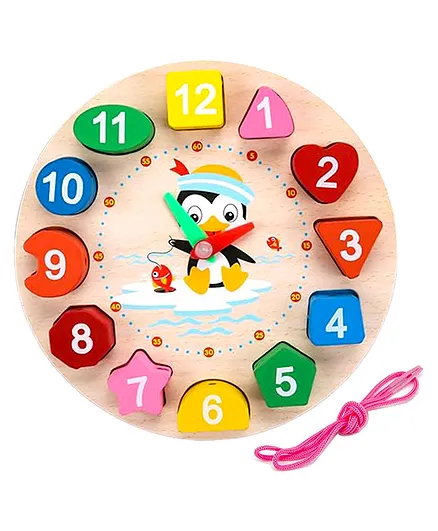 Wishkey Wooden Time Learning Clock - Multicolor