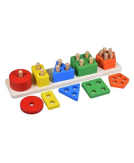 Wishkey Wooden Intellectual Geometric Shape Matching Toys - Multicolor