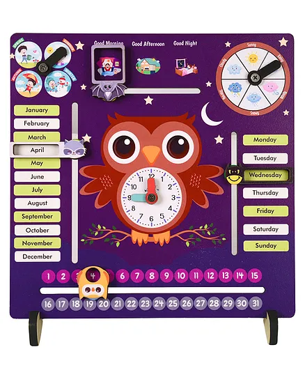 Wishkey Multi Functional Wooden Calendar Clock With Sliders - Multicolor
