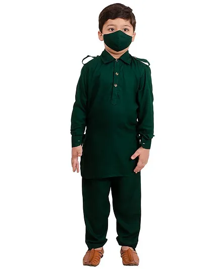 dark green pathani suit