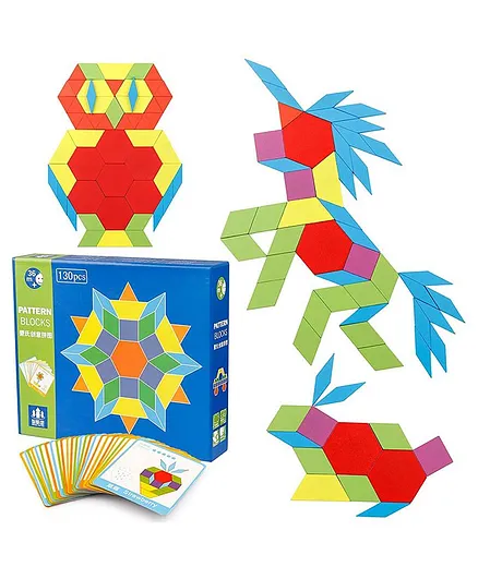 Yamama Wooden Geometric Manipulative Shape Puzzle Multicolor - 130 Pieces