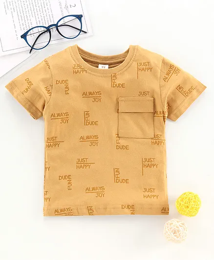 ToffyHouse Half Sleeves Printed Tshirt - Yellow