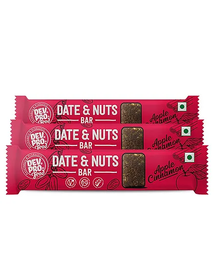 Dev. Pro. Date & Nuts Bar Apple Cinnamon Pack of 3 - 30 gm Each