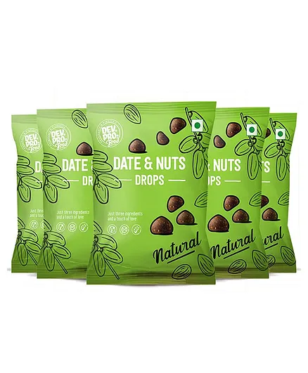 Dev. Pro. Natural Date & Nuts Drops With Fiber Coating Pack of 5 - 40 gm Each