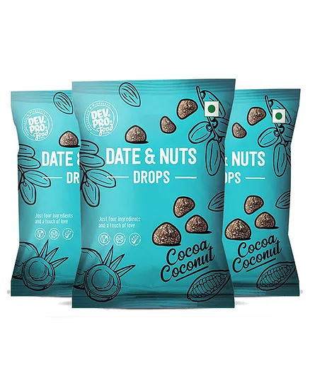 Dev. Pro. Date & Nuts Drops Coconut Cocoa With Fibre Coating Pack of 3 - 40 gm Each