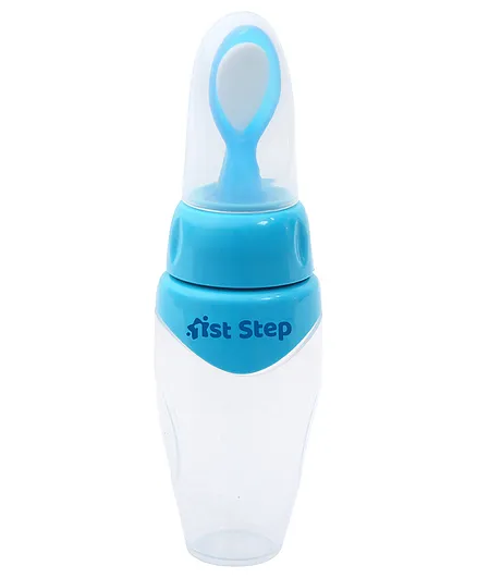 1st Step Non Spill Silicone Soft Squeeze Food Feeder - Blue