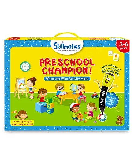 Skillmatics Educational Game - Preschool Champion Reusable Activity Mats with 2 Dry Erase Markers Gifts for Ages 3 to 6