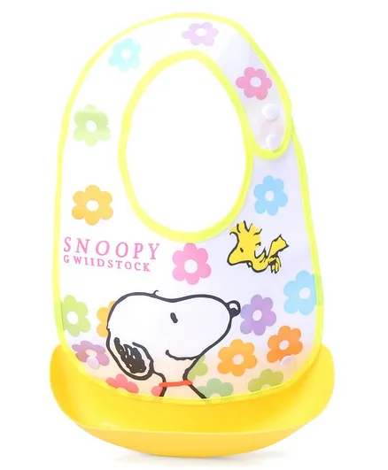 Ladybug Feeding Bib with Crumb Catcher Tray - Yellow