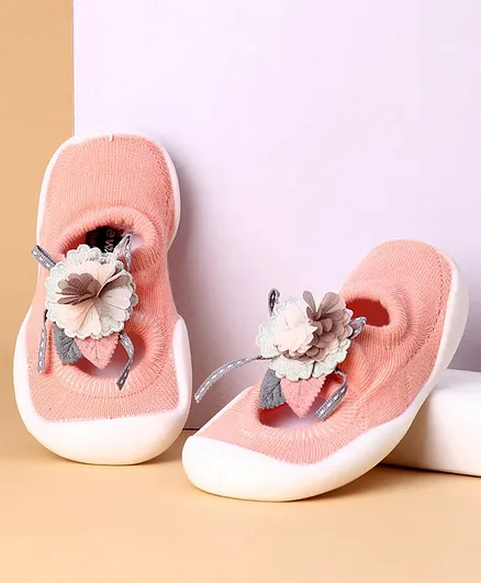 Cute Walk by Babyhug Sock Shoes  - Peach