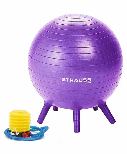 Strauss Anti Burst Gym Ball With Stability Legs - Purple