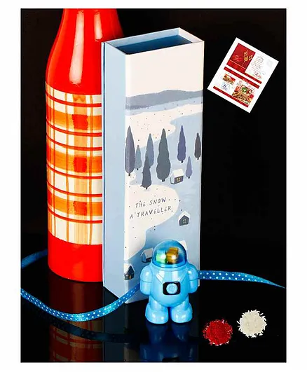 Passion Petals  Sharpener Style Rakhi With Pencil Box & Rakshabandhan Card - Blue