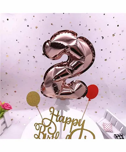 Amfin 2nd Number Foil Balloon Cake Topper - Rose Gold