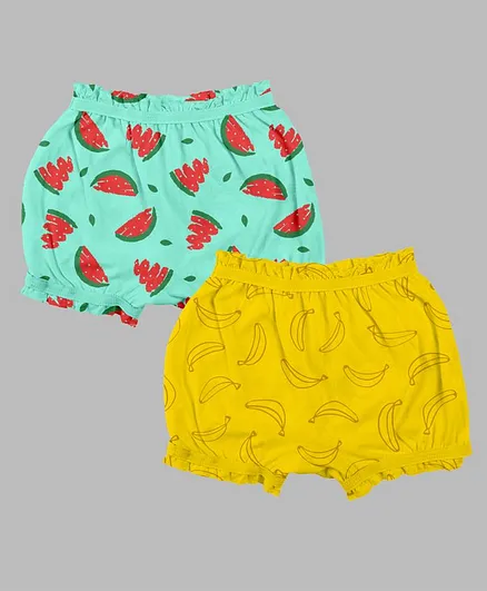 Plan B Pack Of 2 Fruits Printed Bloomers - Blue & Yellow