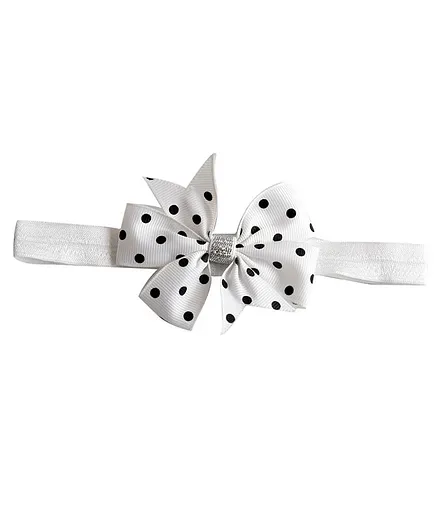 BABY Charm Dotted Bow Headband - White