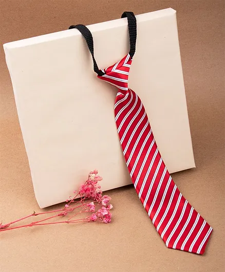 Aendelle Satin Striped Tie - Red