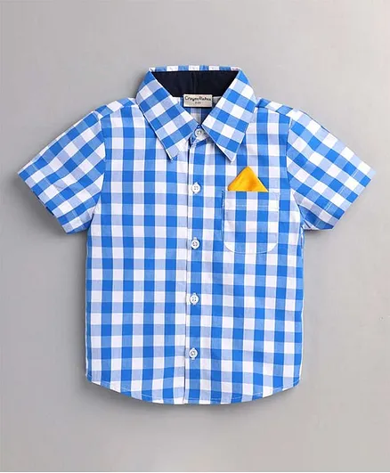Crayonflakes Half Sleeves Checked Shirt - Blue