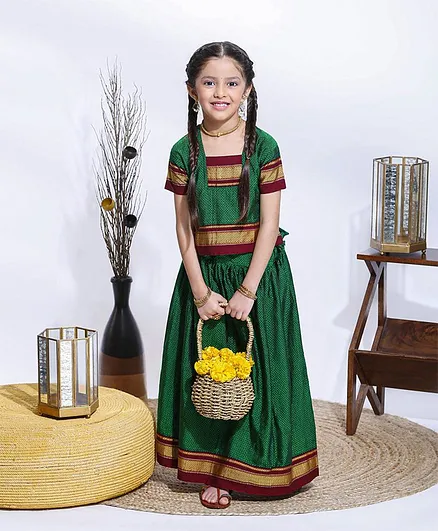 Bhartiya Paridhan Half Sleeves Ethnic Dresses - Green