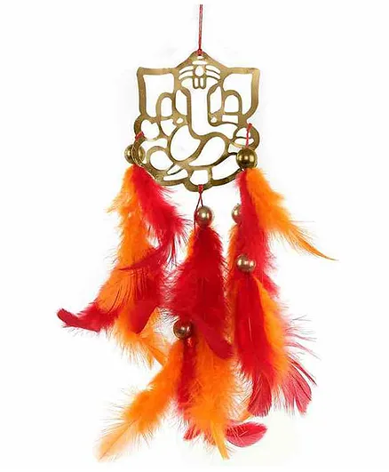 Rooh Dream Catchers Handmade Ganesh Hanging - Golden Red 